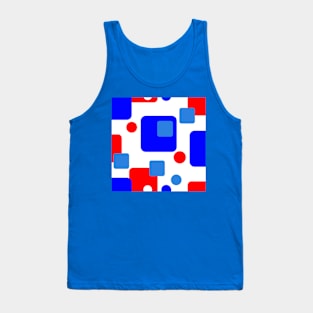 Retro Abstract Dream Space Blue Red on White Tank Top